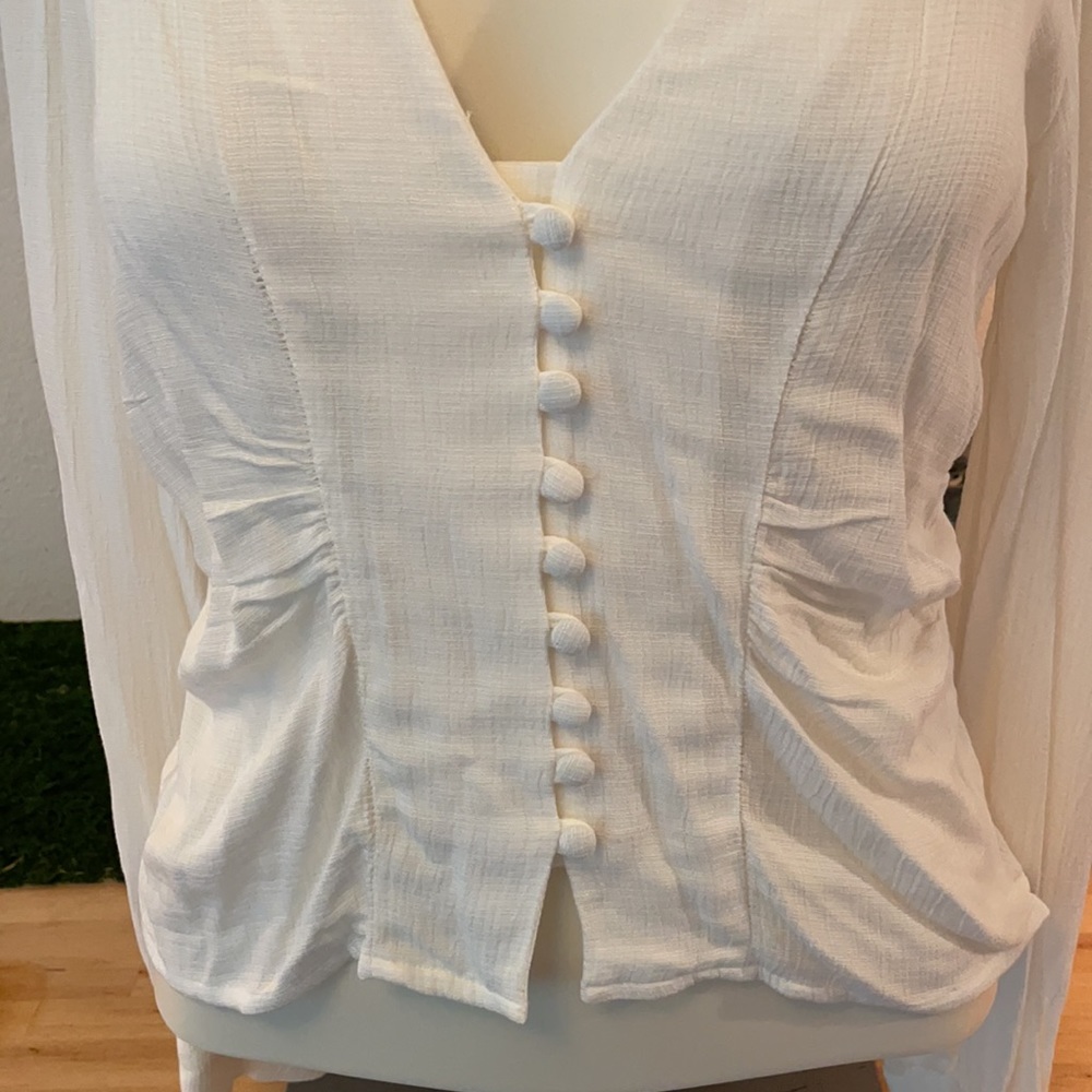 Free people white button up blouse - Picture 2 of 5